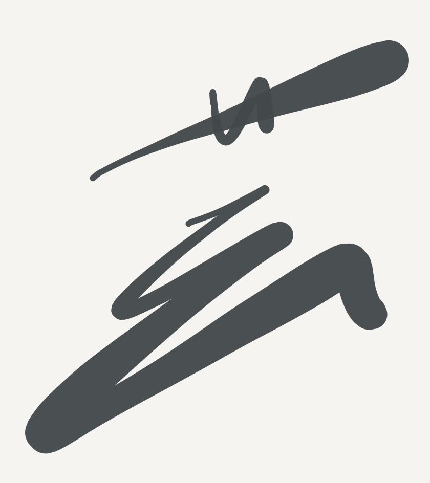 Sweeping charcoal-grey strokes on warm paper.